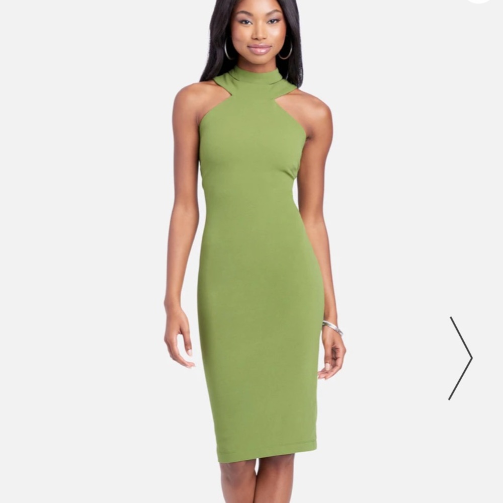 Bebe Halterneck Bodycon MIDI Dress